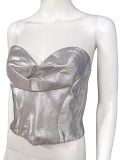 1992 Thierry Mugler Silver Metallic Sculpted Bustier Top