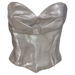 1992 Thierry Mugler Silver Metallic Sculpted Bustier Top