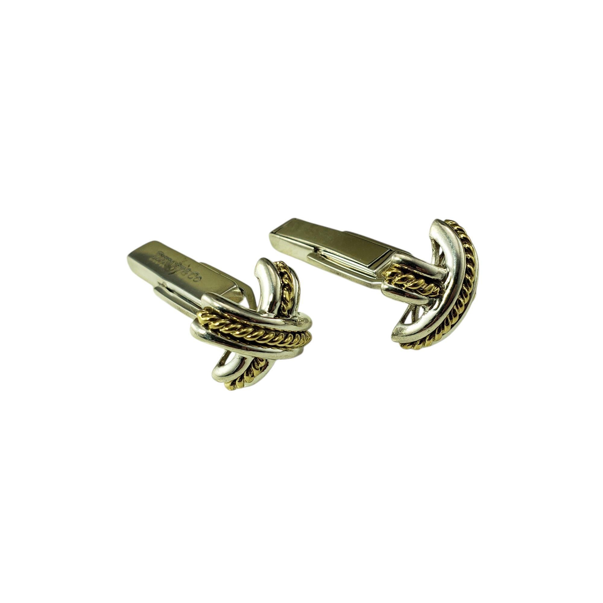 1992 Tiffany & Co. Boutons de manchette câble X en argent sterling et or jaune 18 carats #21423 Pour hommes en vente