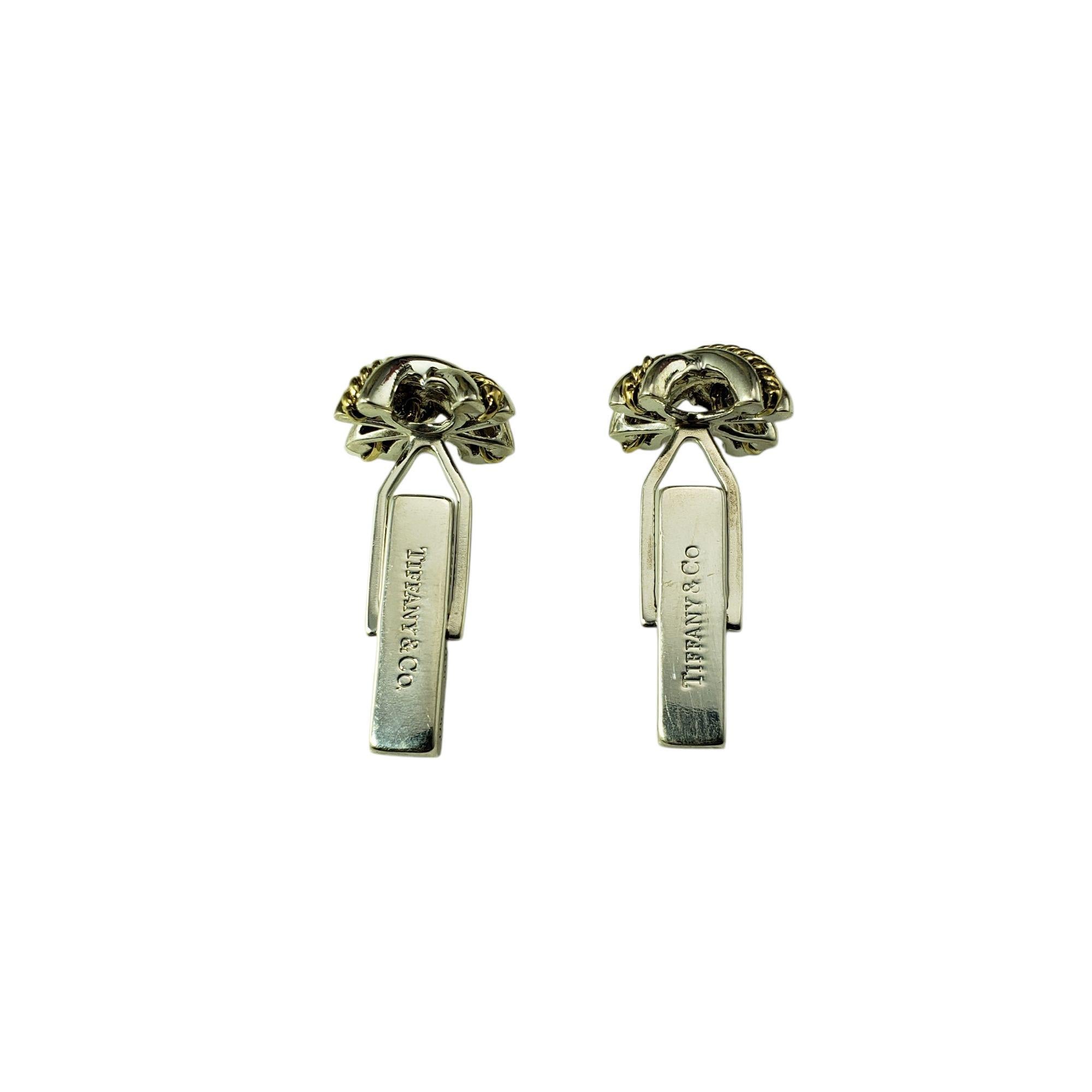 1992 Tiffany & Co. Boutons de manchette câble X en argent sterling et or jaune 18 carats #21423 en vente 2