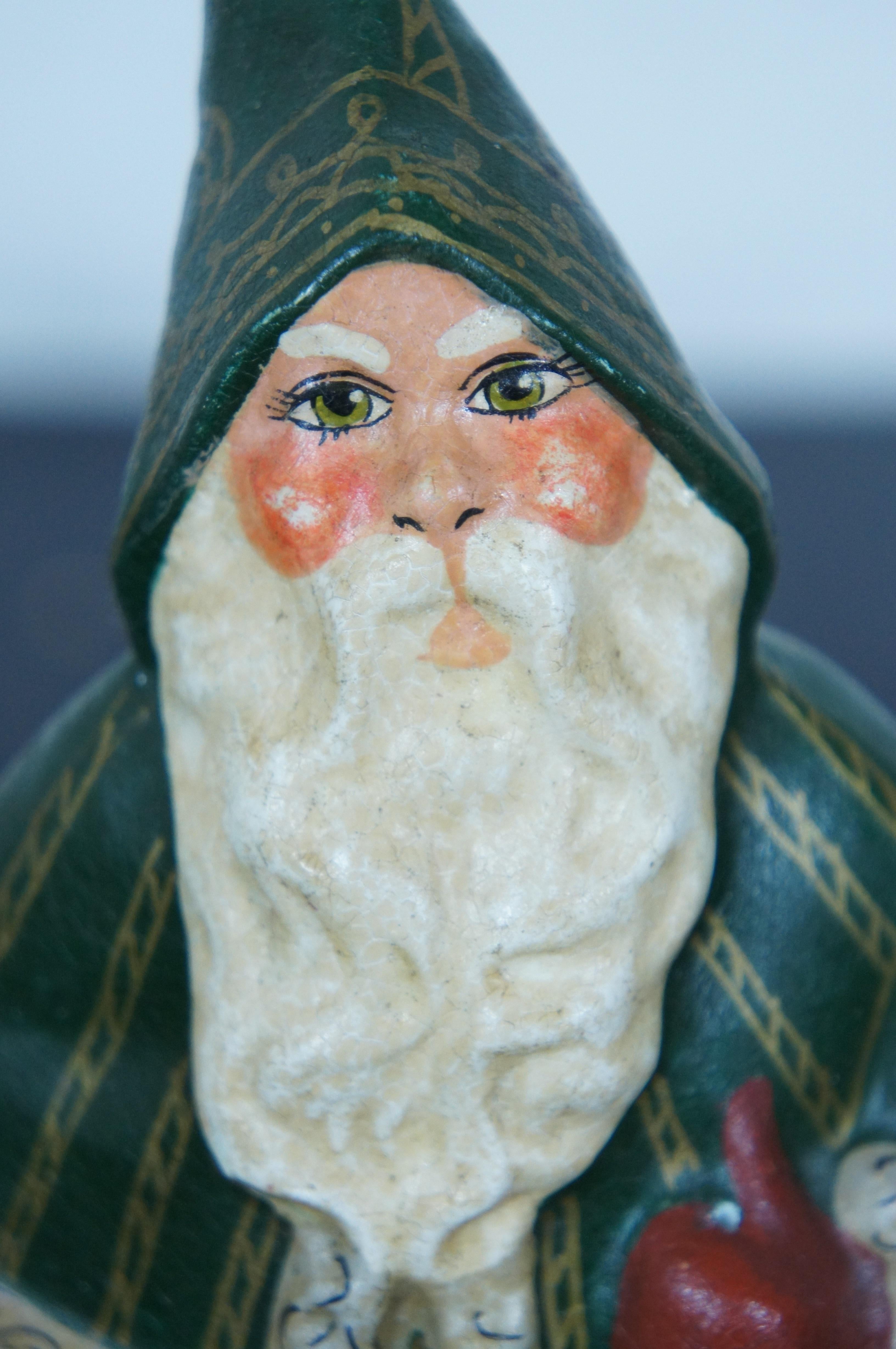 1992 Vaillancourt Volkskunst Chalkware Vater Weihnachts Santa Claus #1219 im Angebot 4