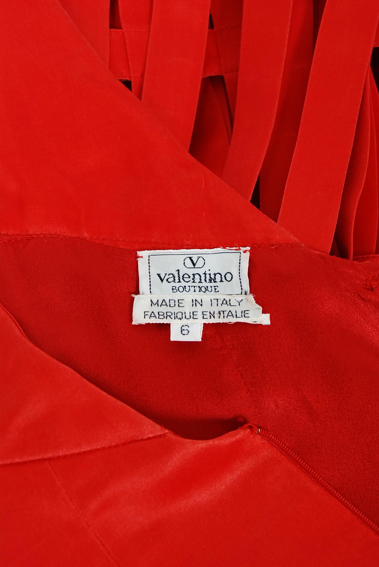 Vintage 1992 Valentino Boutique Red Silk Birdcage Cut-Out Backless Maxi Dress 3