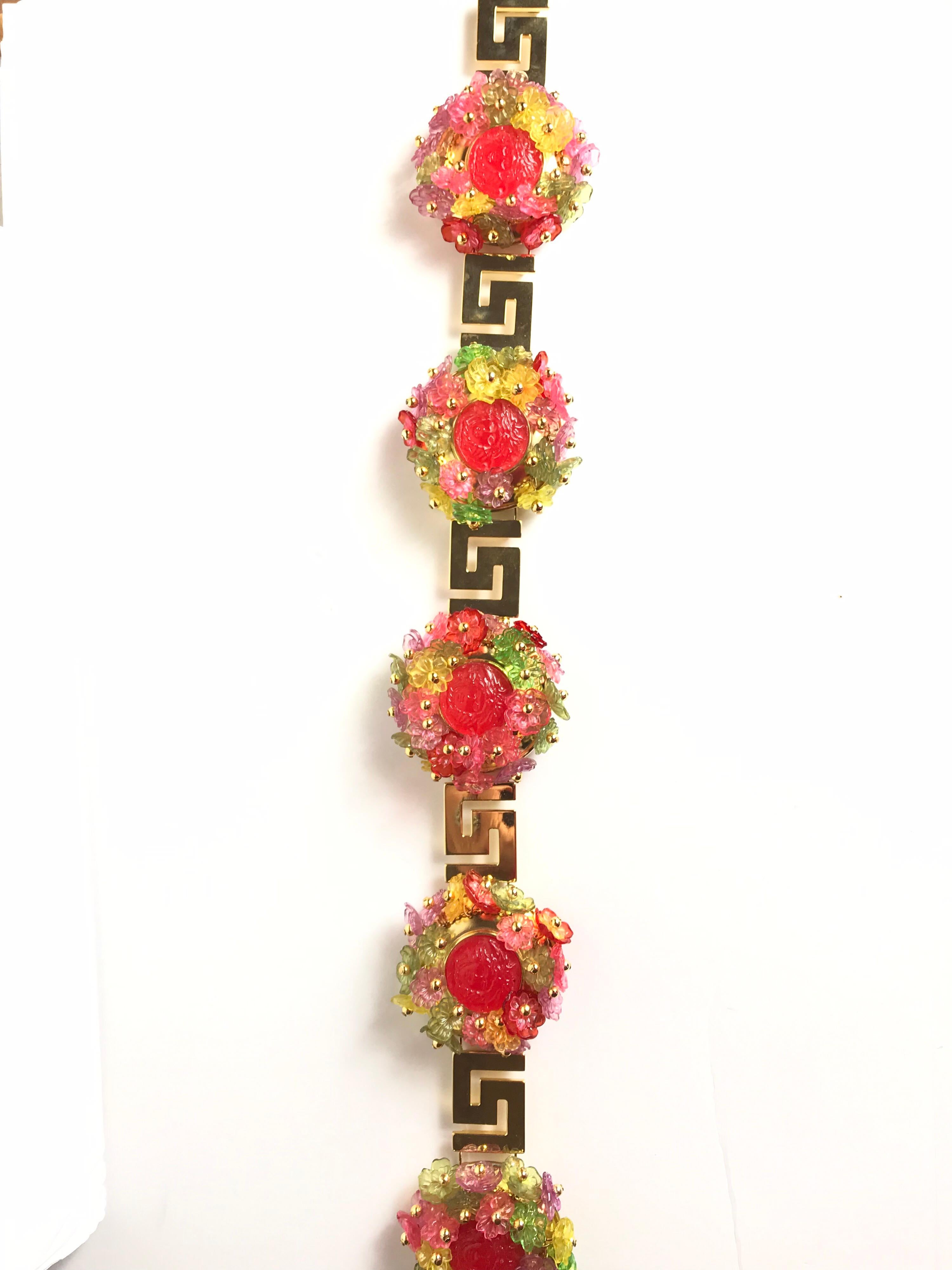 1992 Versace Couture runway large floral belt In Excellent Condition In Austin, TX