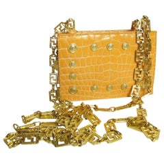 1992 Versace Embossed Leather Medusa Shoulder Bag