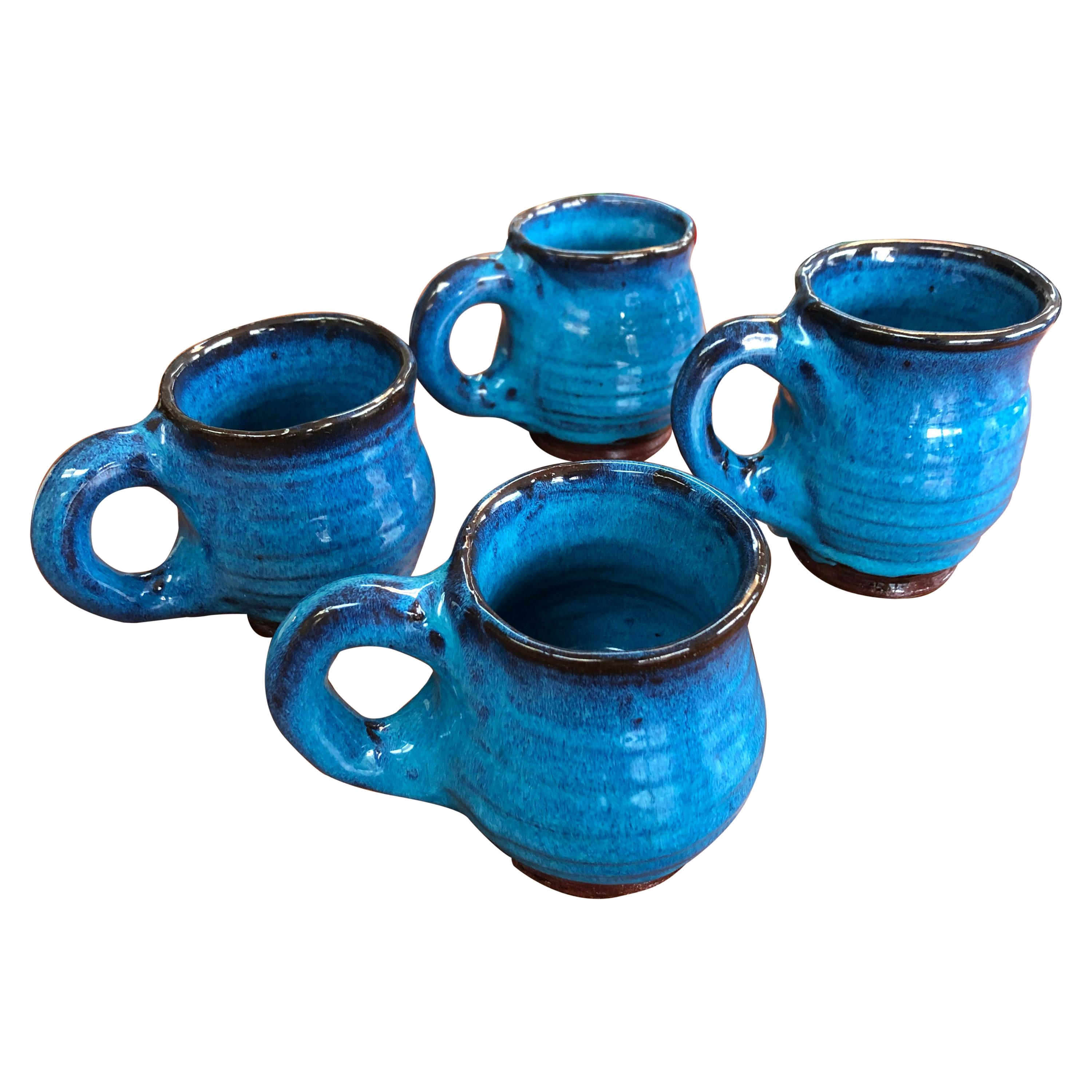 1992 Vintage Harding Black Glazed Pottery Mugs