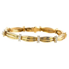 1992 Vintage Tiffany & Co. 18K Yellow Gold Diamond Signature Station Bracelet