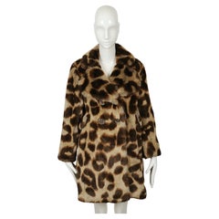 1992 VIVIENNE WESTWOOD faux leopard fur RUNWAY coat with clear orb buttons