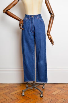 1992 Vivienne Westwood Jeans a vita alta in denim blu scuro indaco