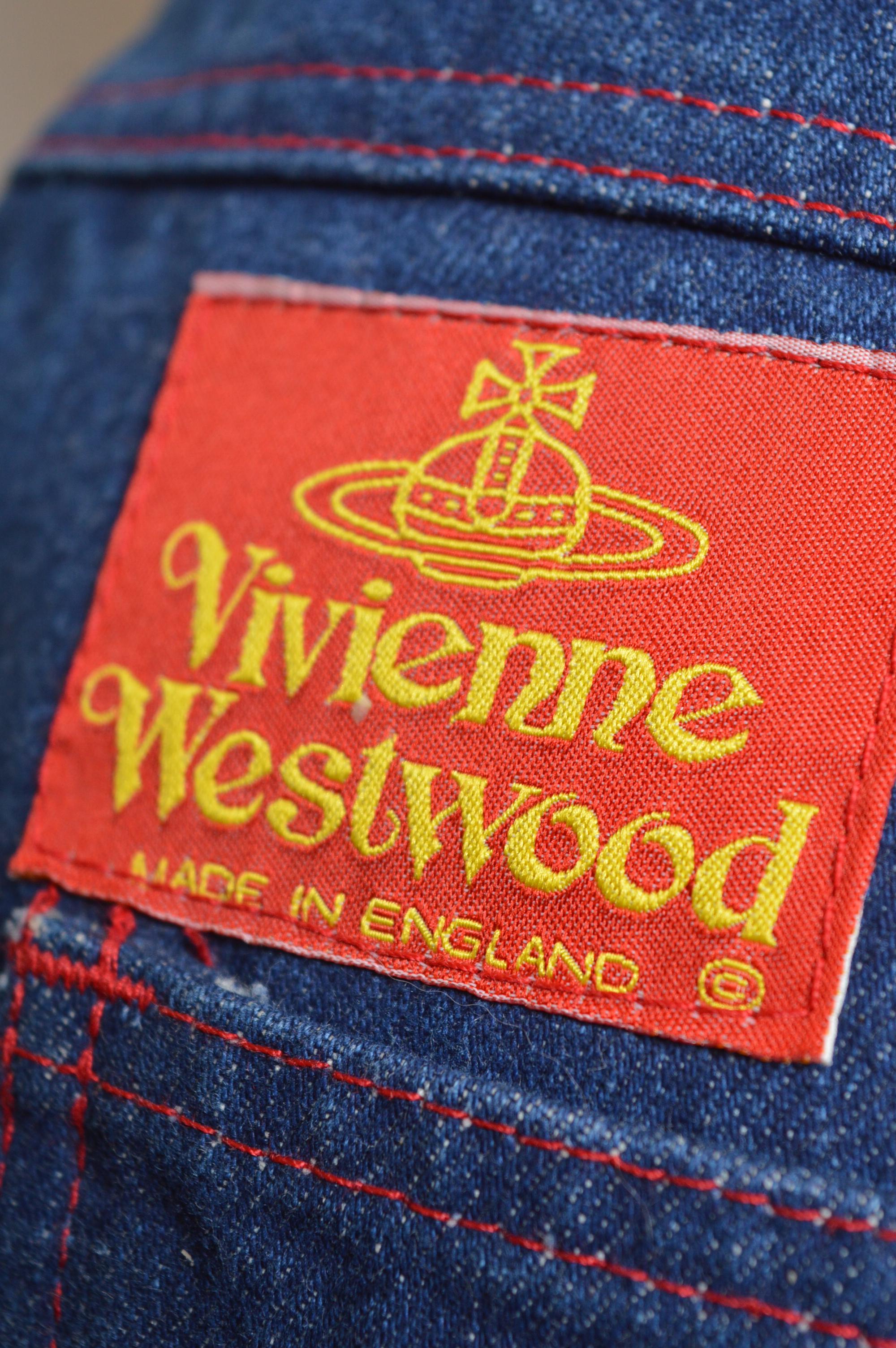 1992 Vivienne Westwood Indigo Dunkelblau Denim Jeans mit hoher Taille im Angebot 4