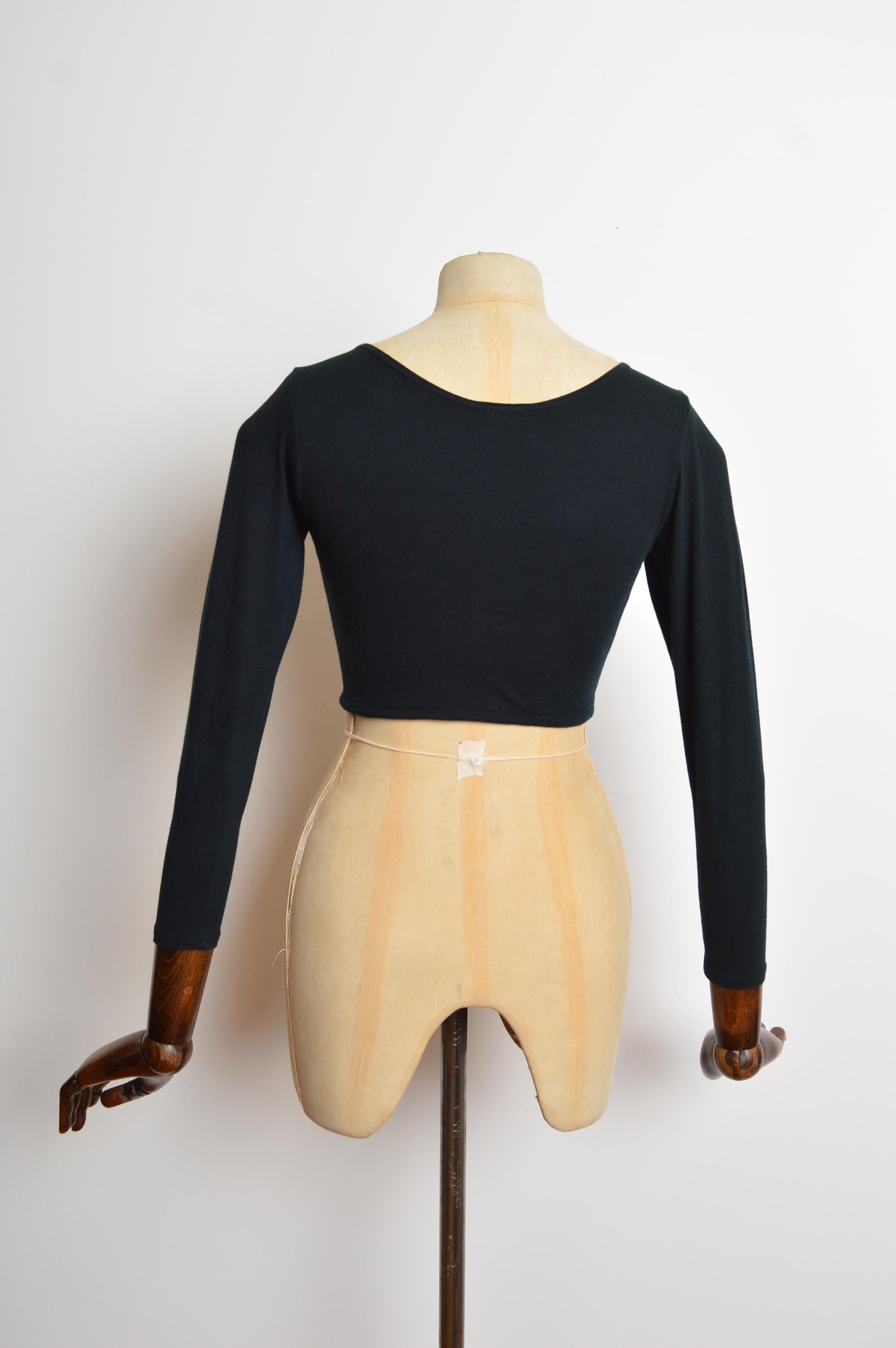 1992 Vivienne Westwood Sock Shop Black Orb detailed long sleeve Crop Top 2