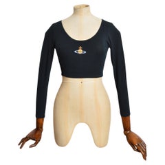 1992 Vivienne Westwood Sock Shop Top negro de manga larga con detalle de orbes