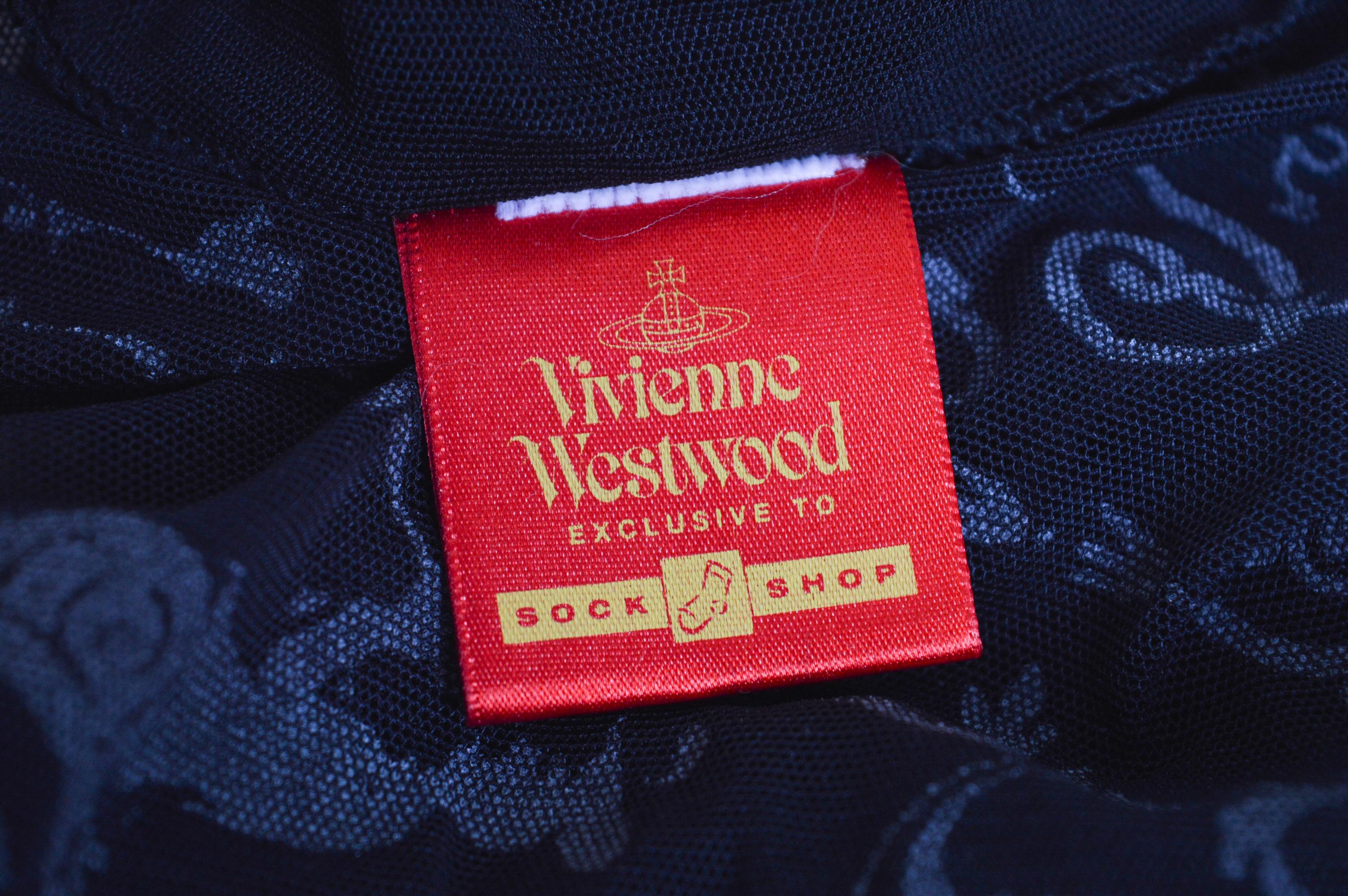 Women's 1992 Vivienne Westwood x Sock Shop Black Toile Sheer Mesh Bodysuit Top For Sale