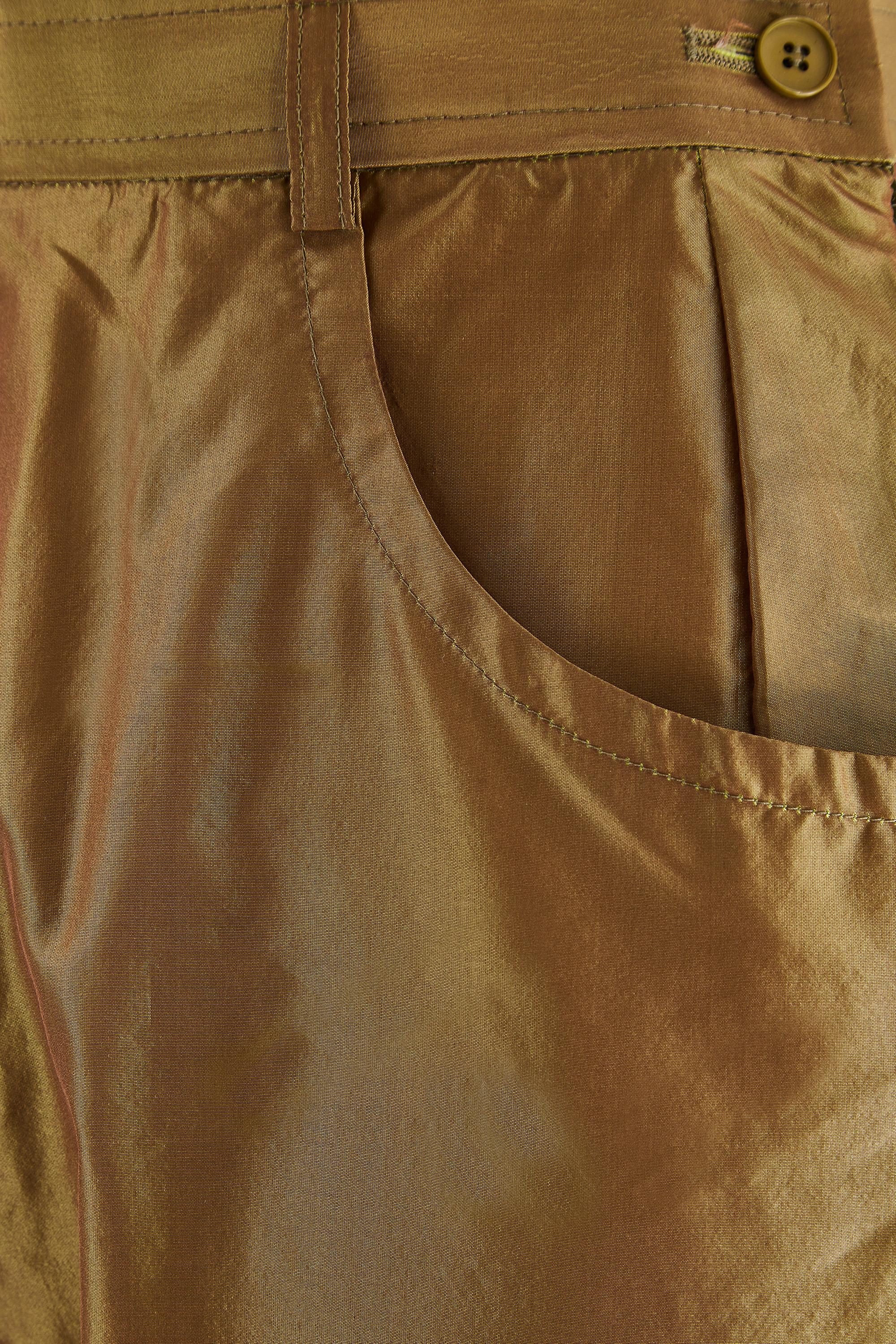 Women's 1992 Yves Saint Laurent Runway Documented Irridescent Green Silk Trousers For Sale