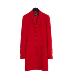 1992FW Chanel Red Wool Crepe Dress Iconic Coat FR34/36
