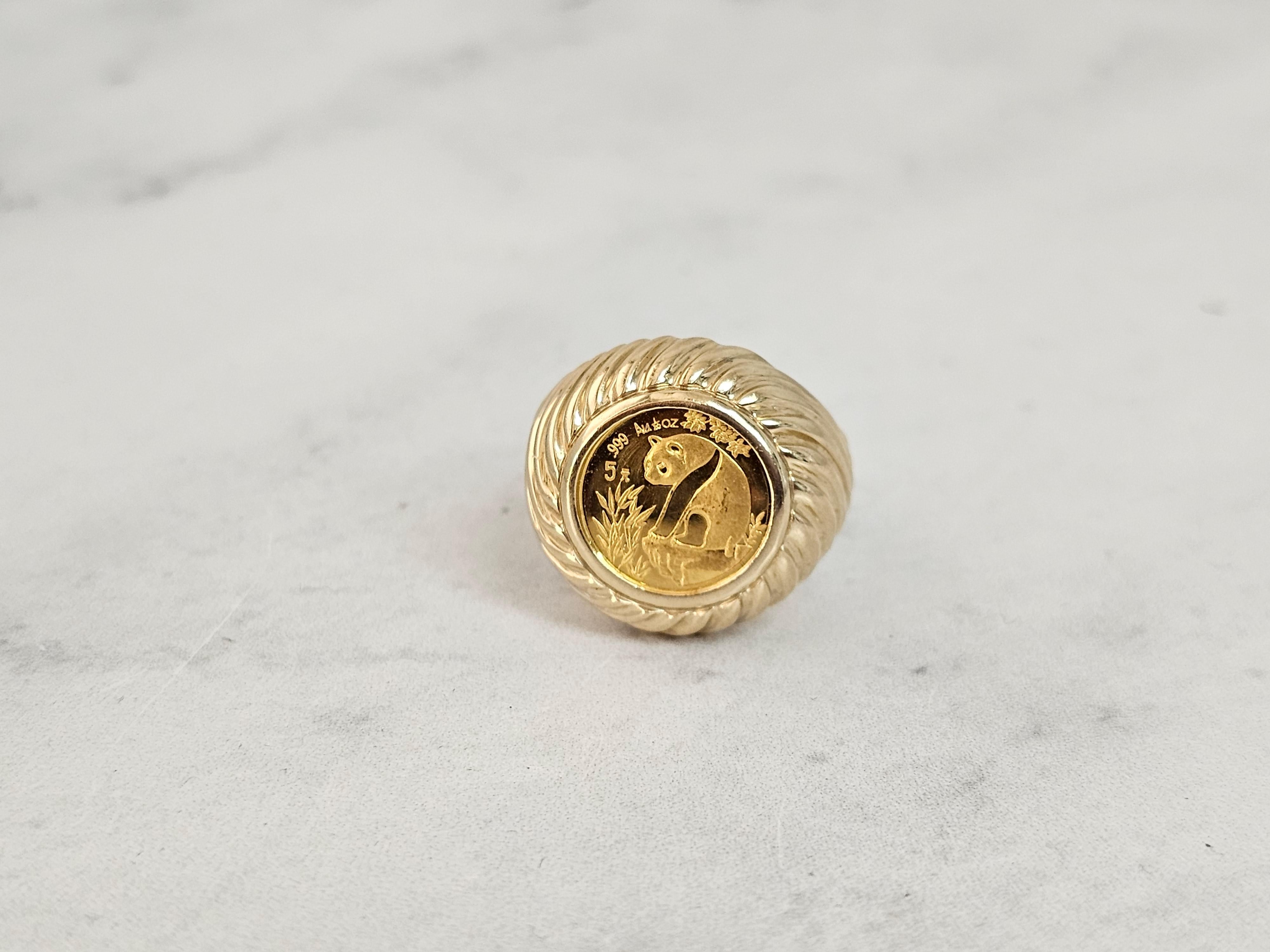 Anello con moneta Panda d'oro fine del 1993 da 1/20OZ In condizioni Nuovo in vendita a Sugar Land, TX