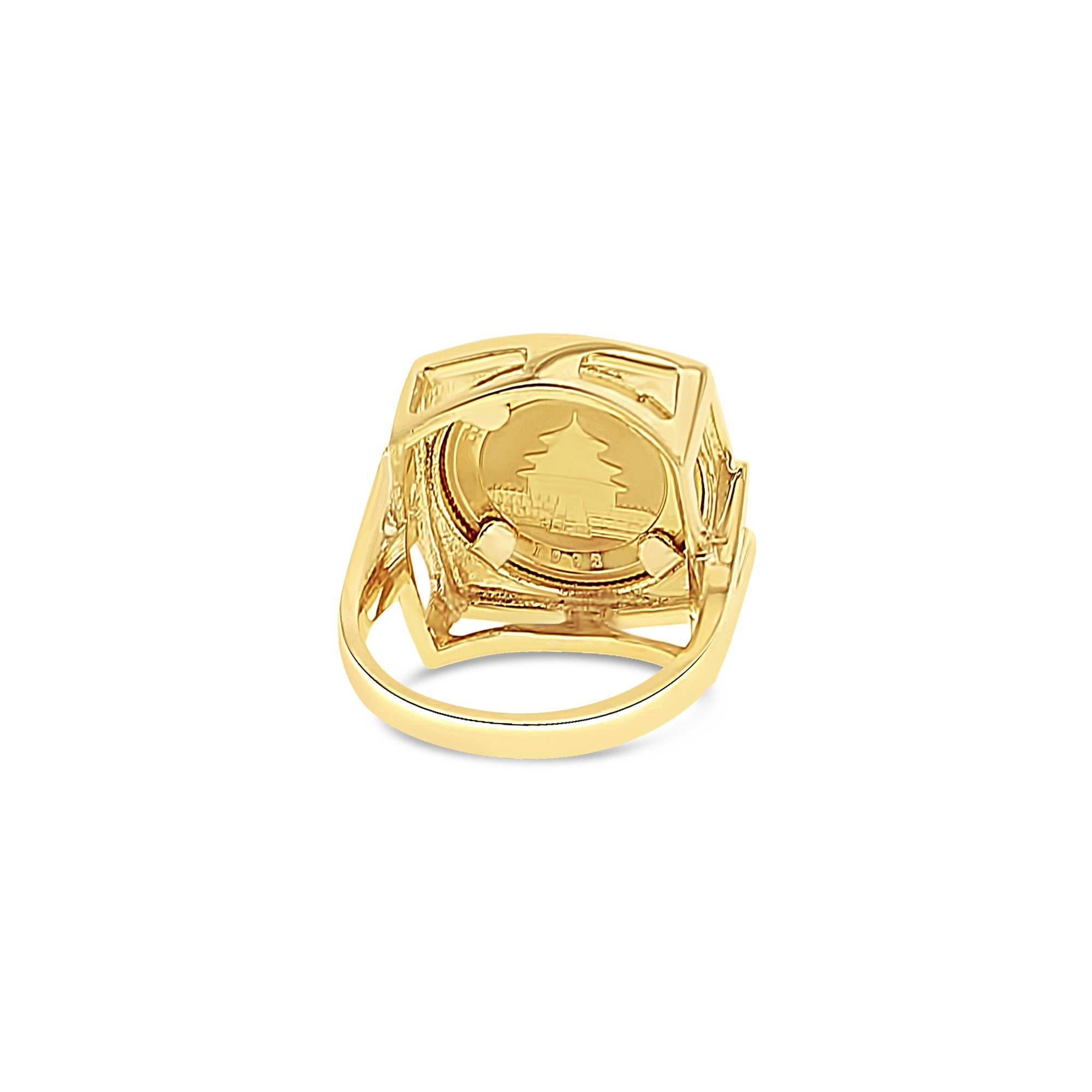 1993 Anello Panda in oro fino da 1/20Oz con castone quadrato lucido In condizioni Nuovo in vendita a Sugar Land, TX