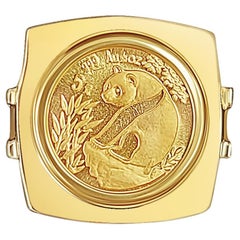 1993 Anello Panda in oro fino da 1/20Oz con castone quadrato lucido
