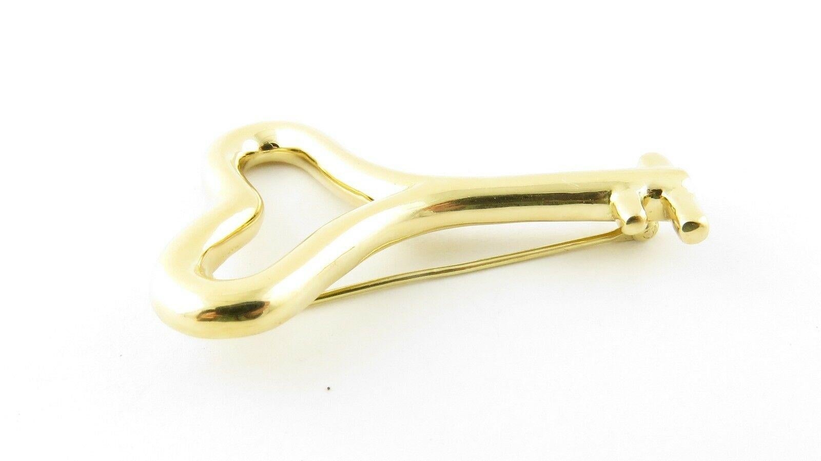 1993 Angela Cummings 18 Karat Yellow Gold Heart Key Pin Brooch For Sale 1