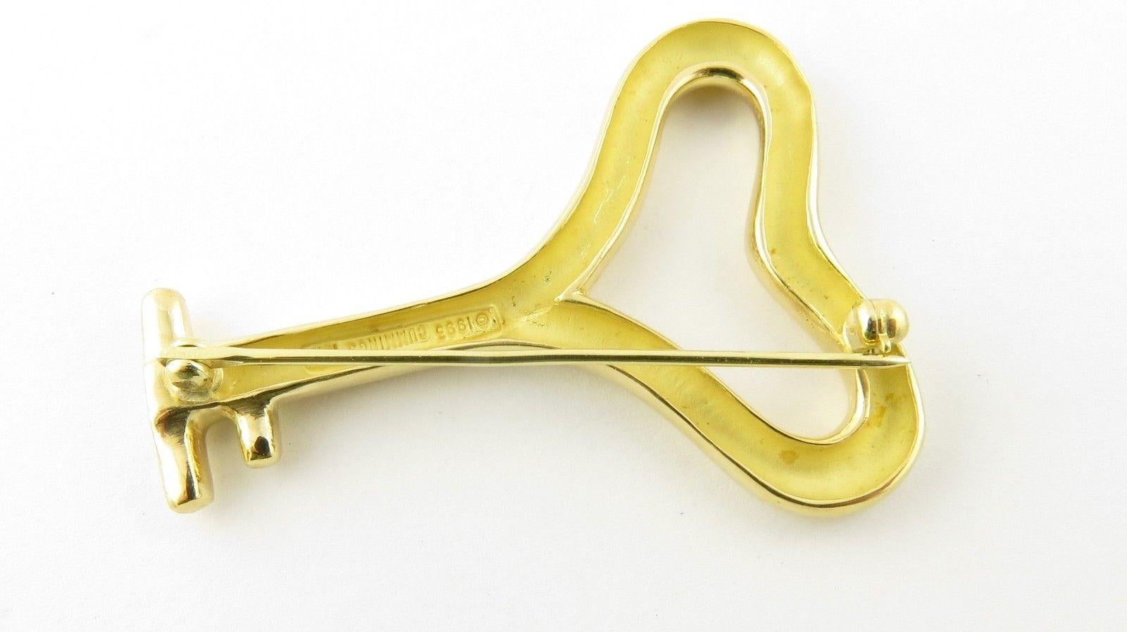 1993 Angela Cummings 18 Karat Yellow Gold Heart Key Pin Brooch For Sale 3