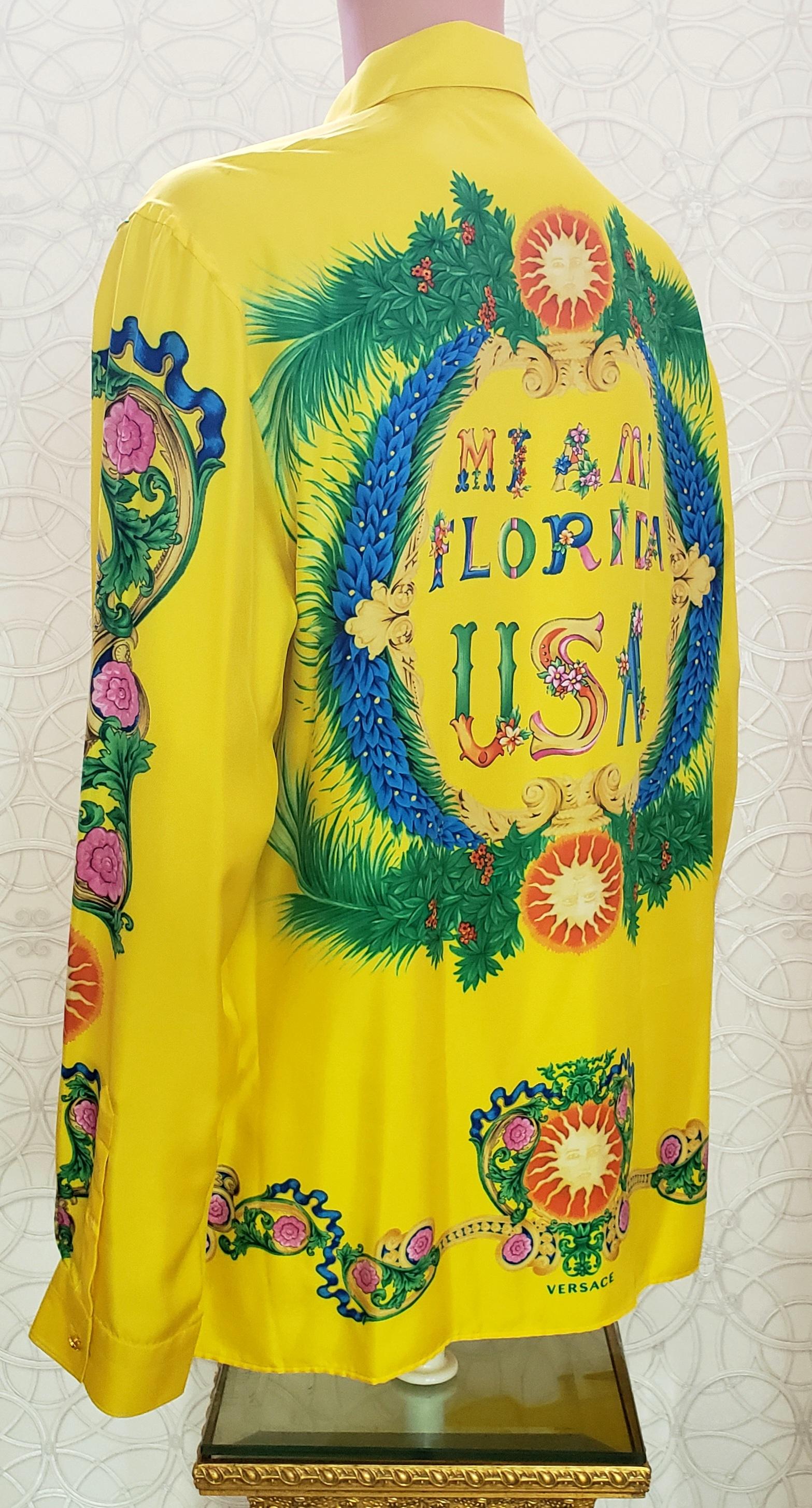 1993 archive! LIMITED SOHO EDITION ! MIAMI FL VERSACE SILK SHIRT IT  56 - 3XL For Sale 2
