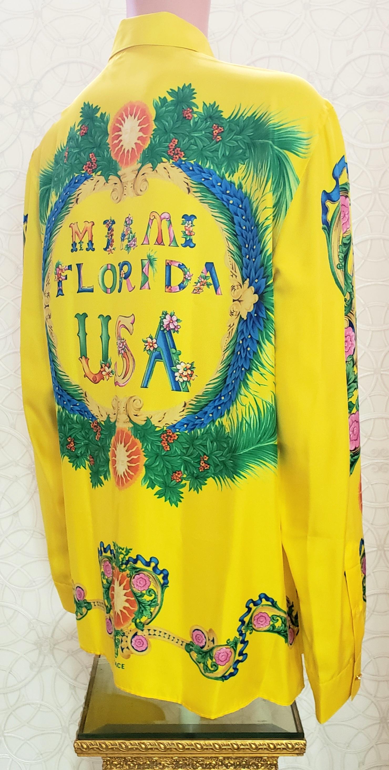 1993 archive! LIMITED SOHO EDITION ! MIAMI FL VERSACE SILK SHIRT IT  56 - 3XL For Sale 3
