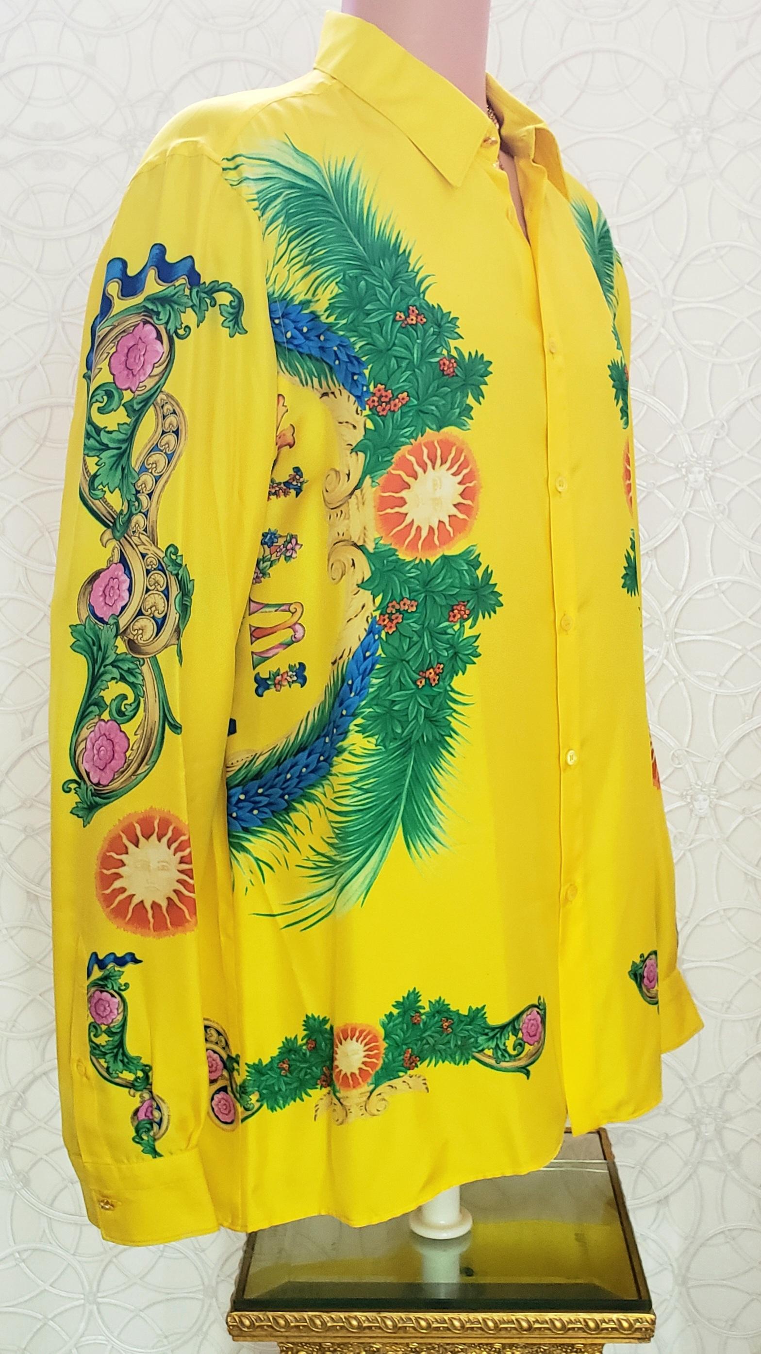 1993 archive! LIMITED SOHO EDITION ! MIAMI FL VERSACE SILK SHIRT IT  56 - 3XL For Sale 5