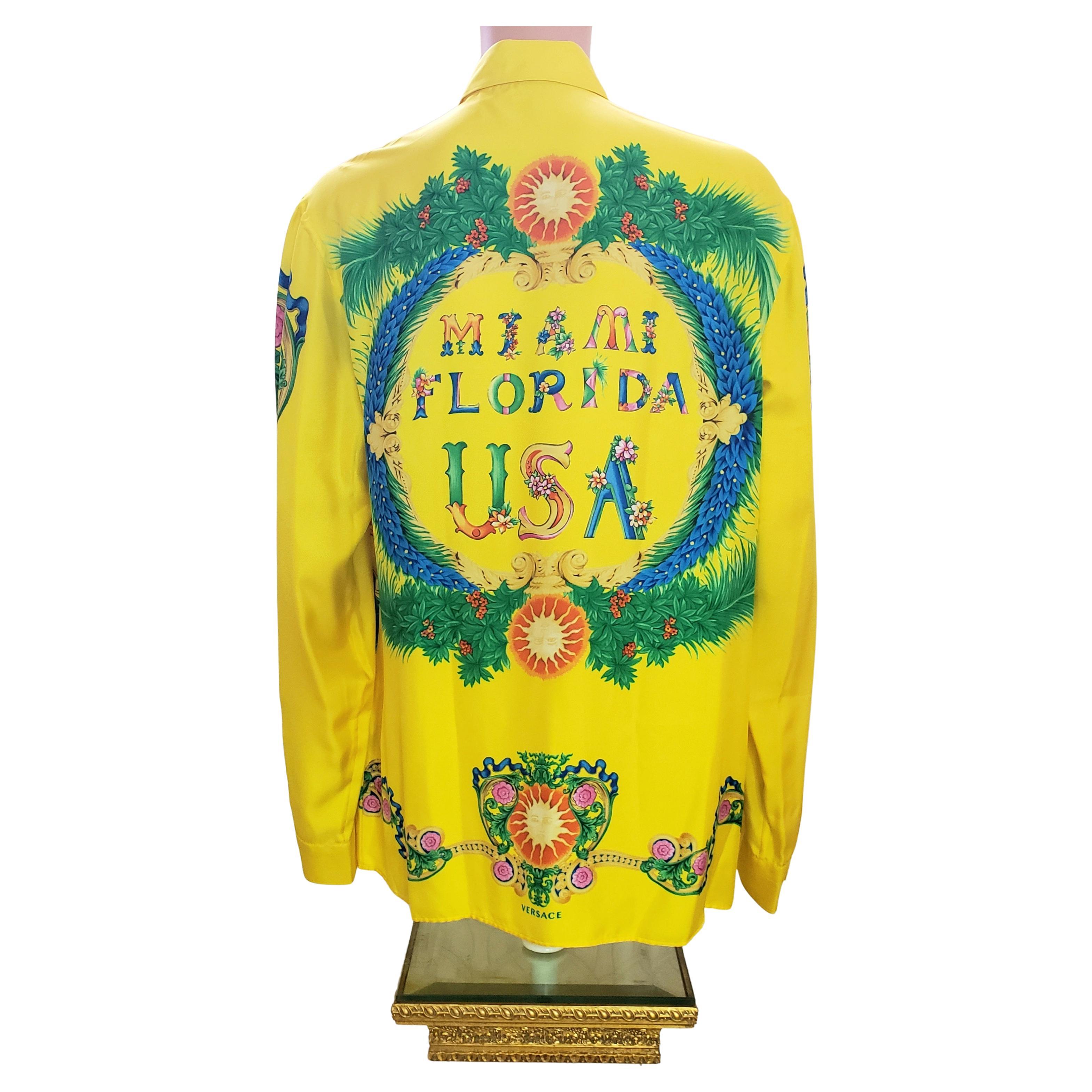 1993 archive! LIMITED SOHO EDITION ! MIAMI FL VERSACE SILK SHIRT IT  56 - 3XL For Sale