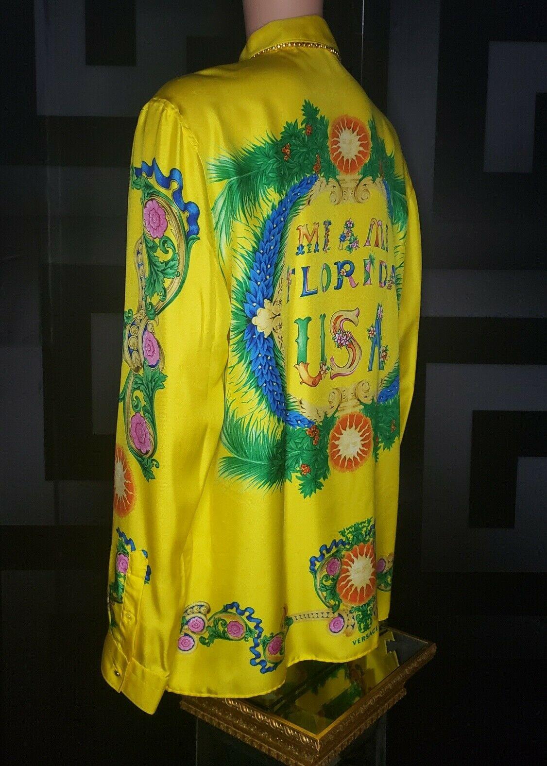 Brown 1993 archive! SOLD OUT! MIAMI FL VERSACE SILK SHIRT IT  56 - 3XL