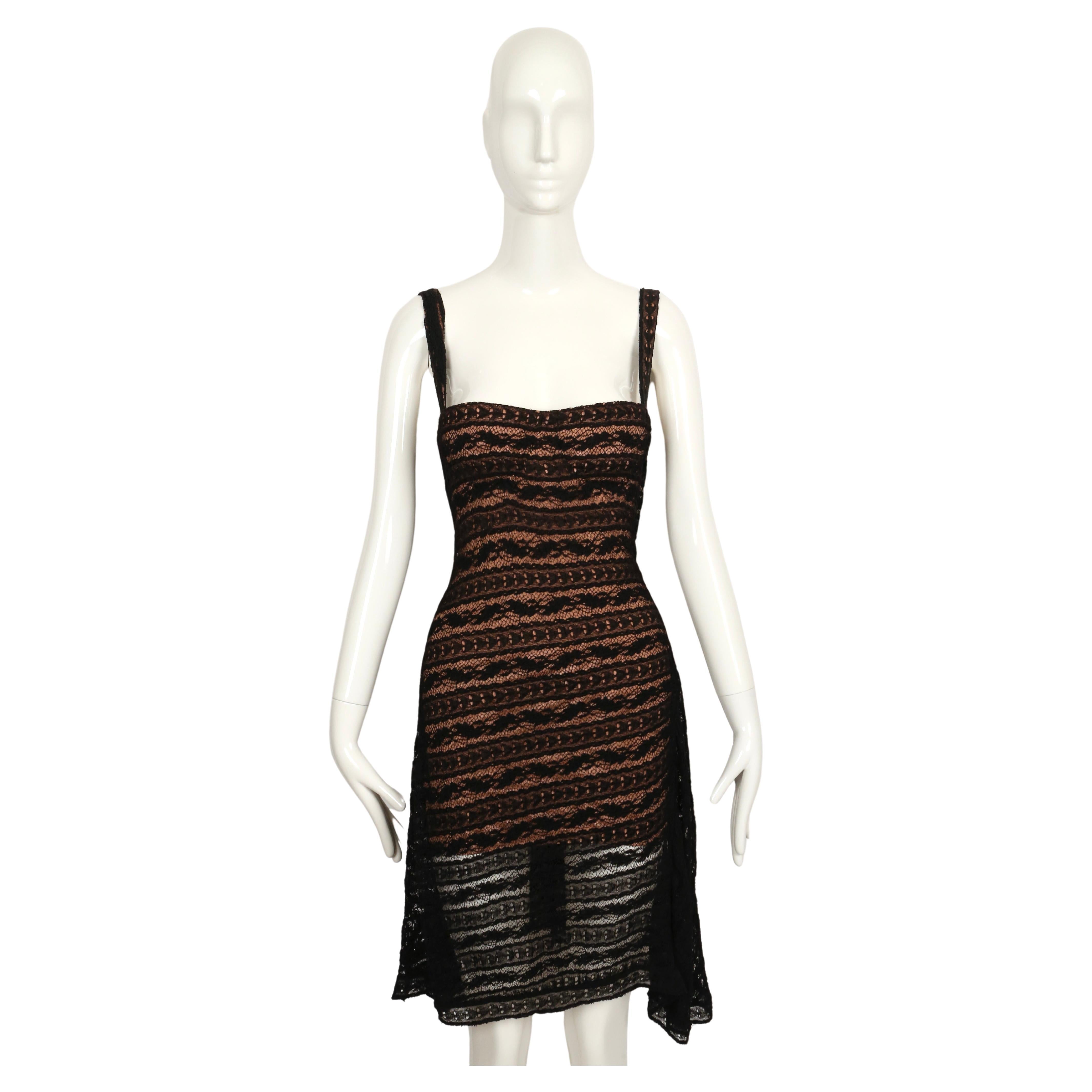 Black 1993 AZZEDINE ALAIA black lace dress with molded bustier For Sale