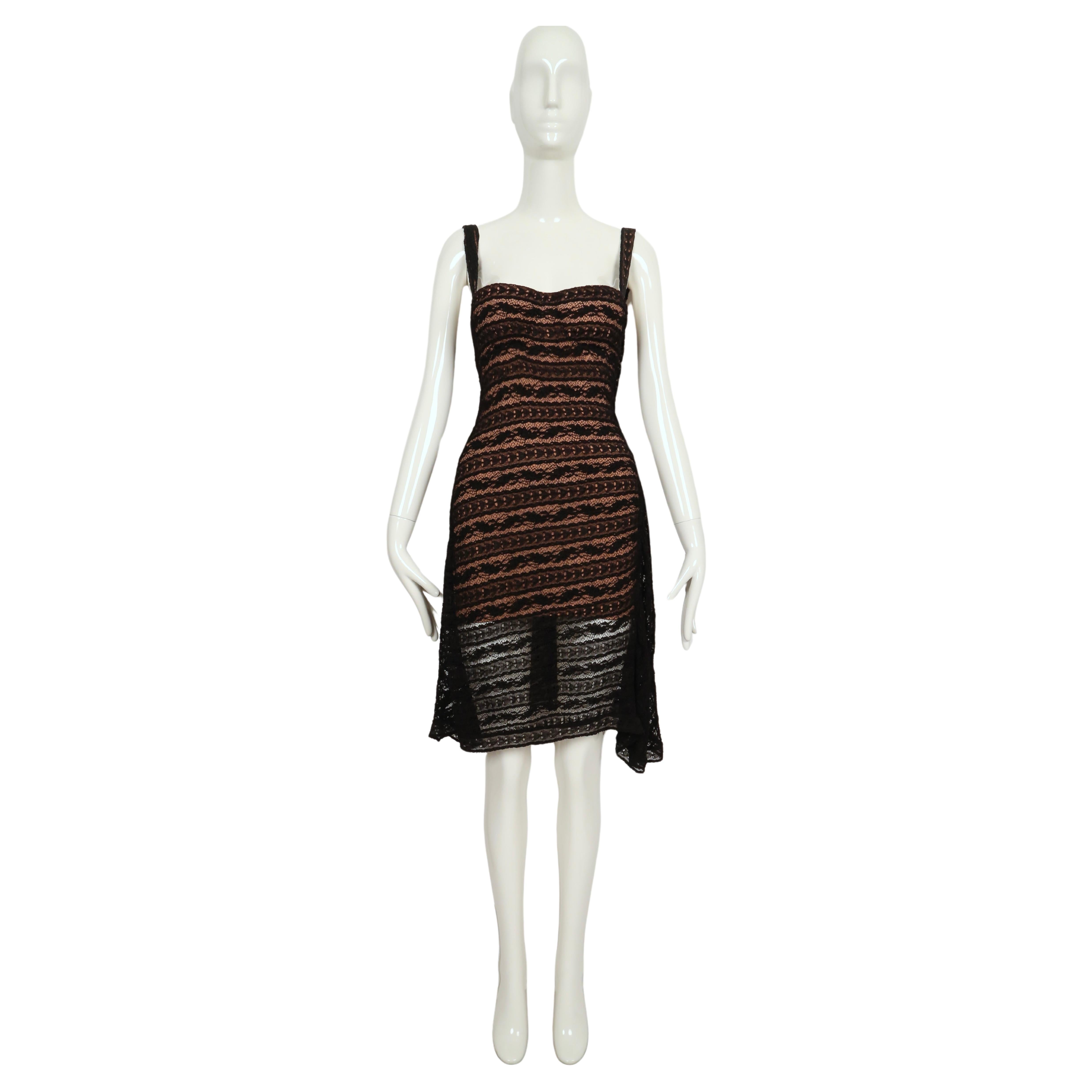 1993 AZZEDINE ALAIA black lace dress with molded bustier In Good Condition For Sale In San Fransisco, CA