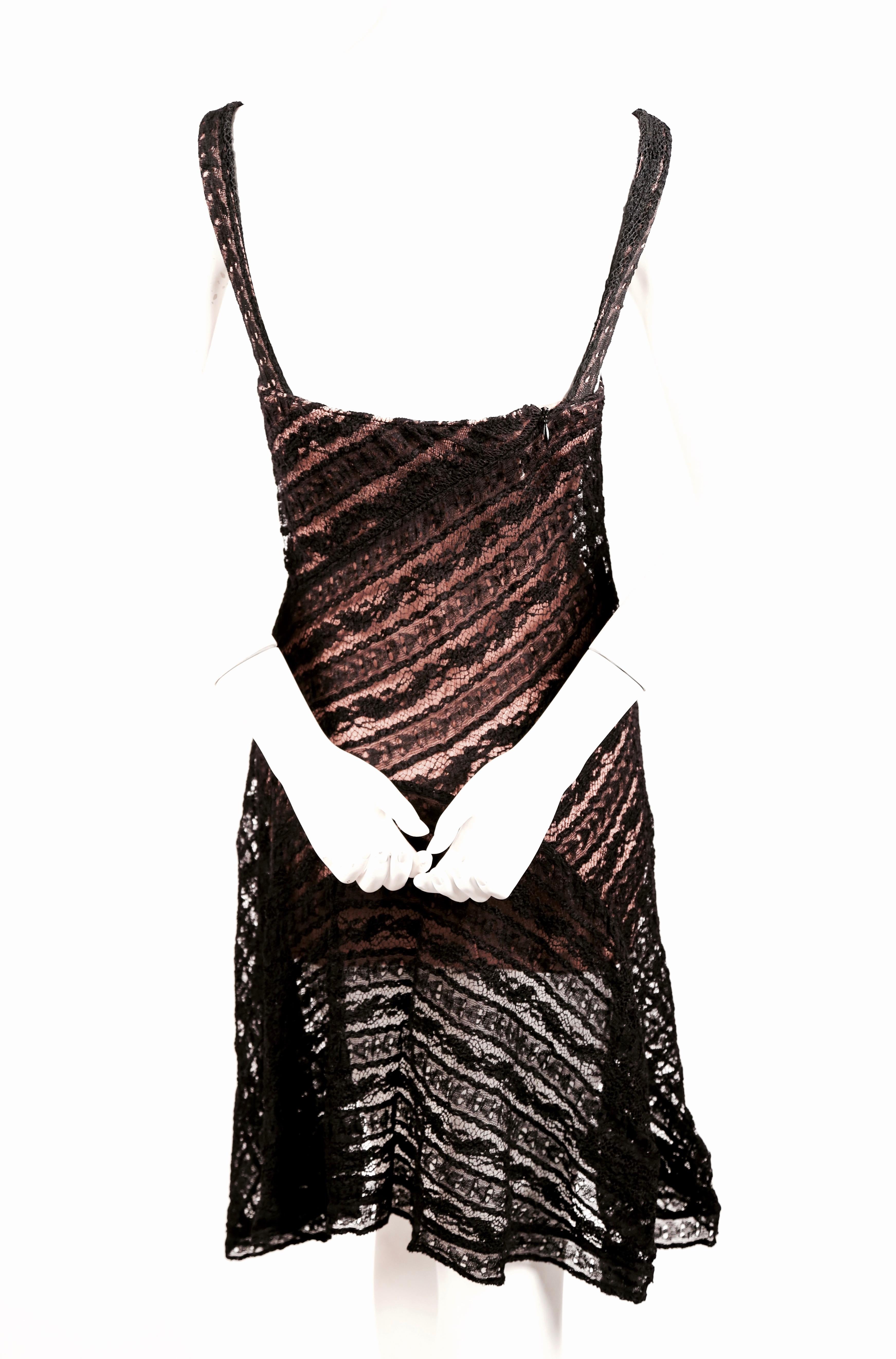 Black 1993 AZZEDINE ALAIA black lace dress with molded bustier For Sale