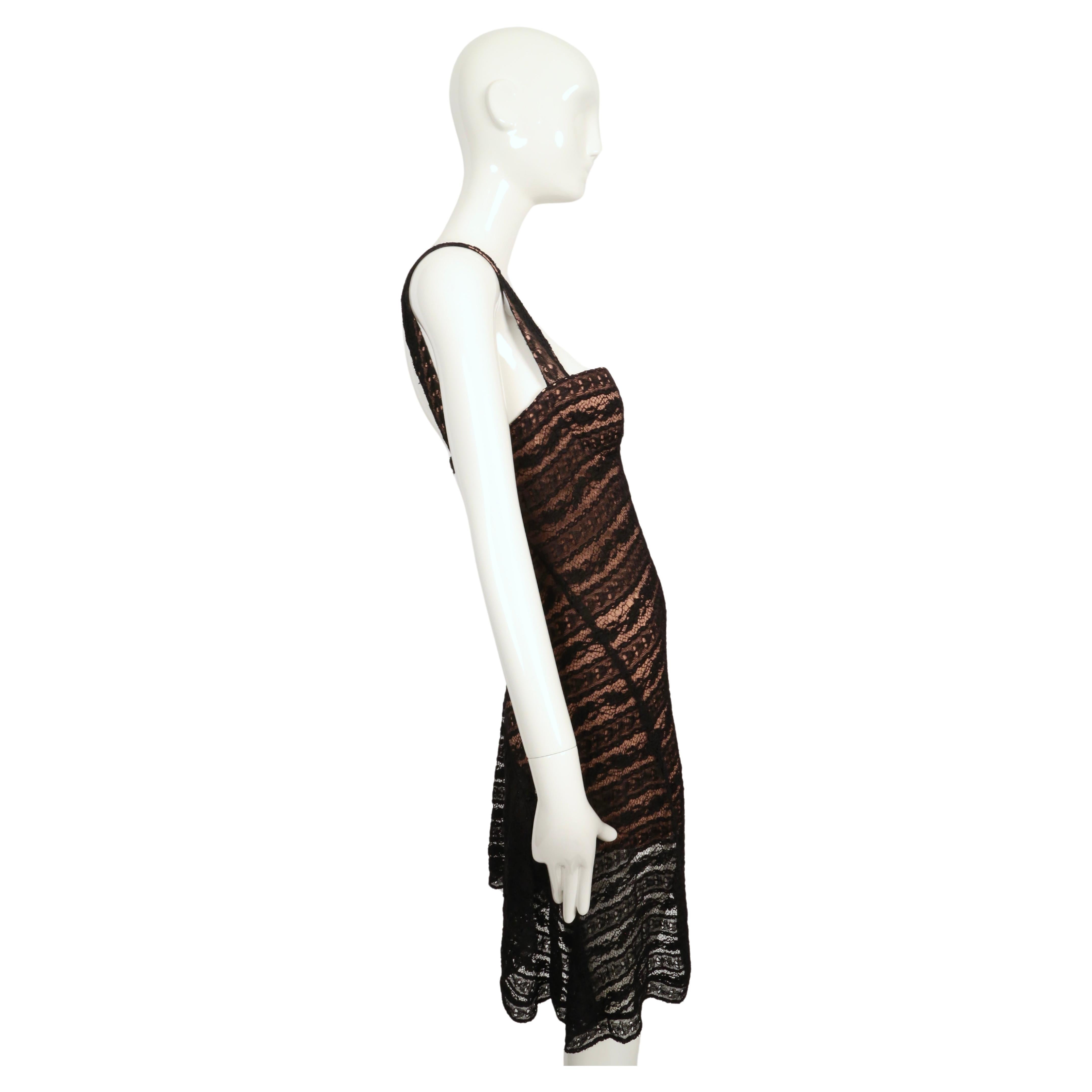 1993 AZZEDINE ALAIA black lace dress with molded bustier For Sale 1