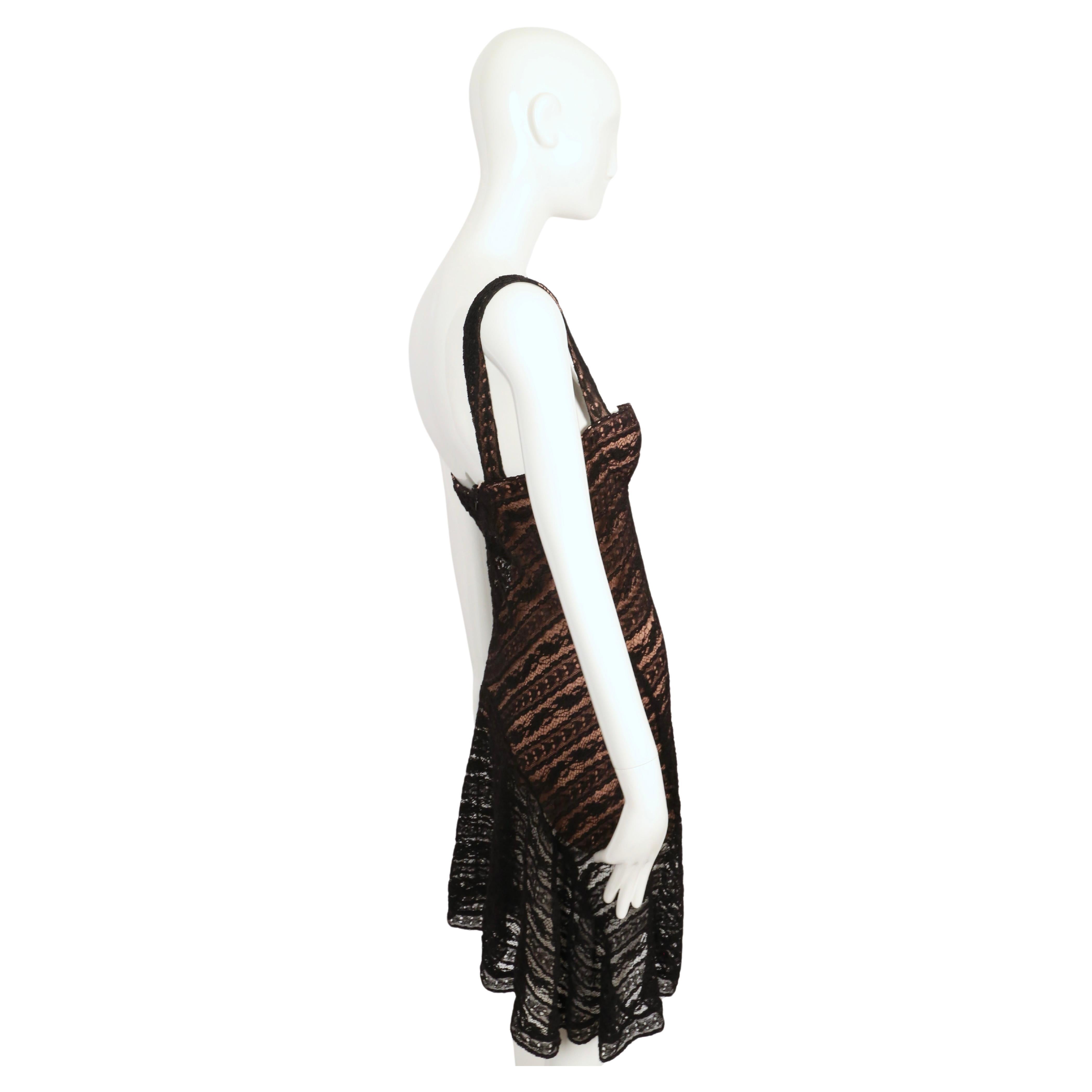 1993 AZZEDINE ALAIA black lace dress with molded bustier For Sale 2