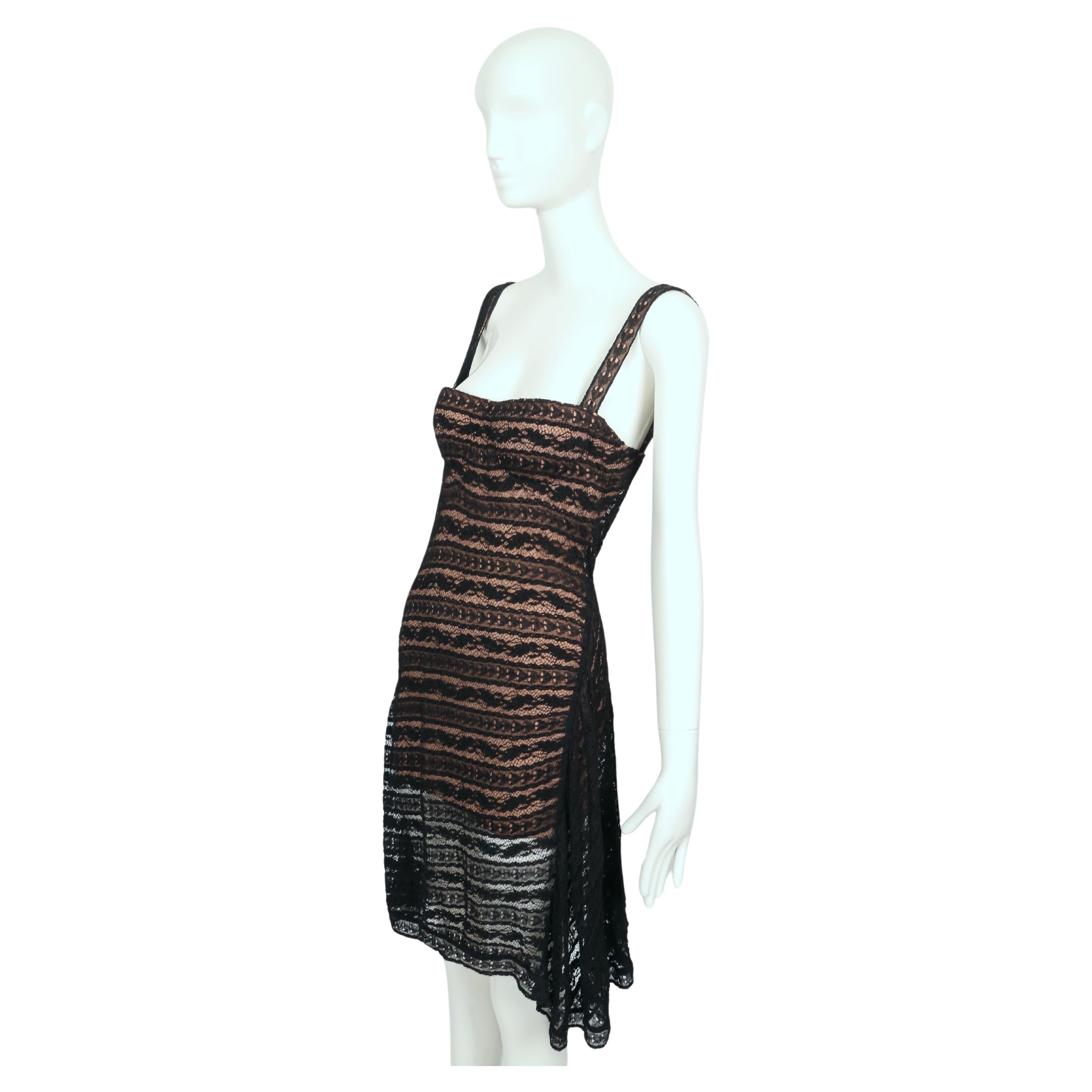 1993 AZZEDINE ALAIA black lace dress with molded bustier For Sale 3