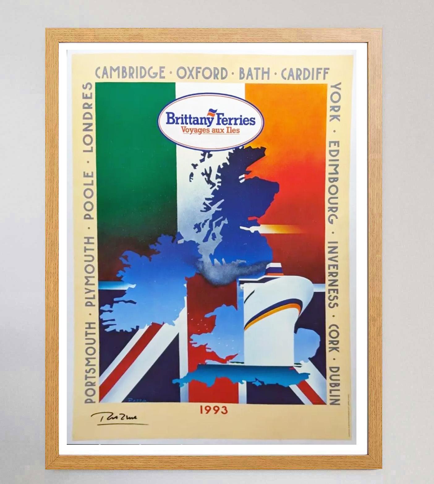 French 1993 Brittany Ferries - Razzia Signed Original Vintage Poster For Sale