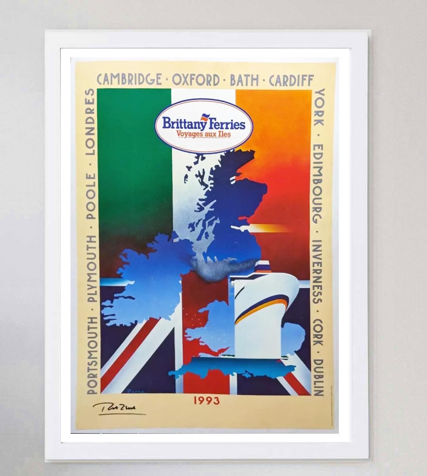 1993 Brittany Ferries - Razzia Signed Original Vintage Poster In Good Condition For Sale In Winchester, GB