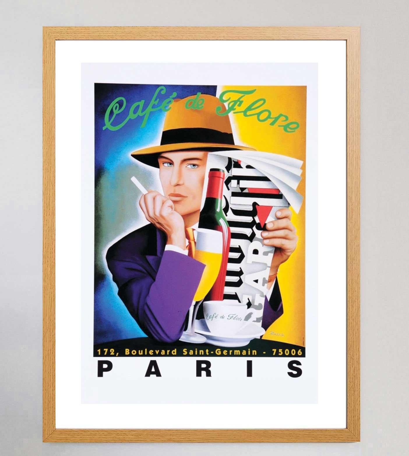French 1993 Cafe De Flore - Razzia Original Vintage Poster For Sale