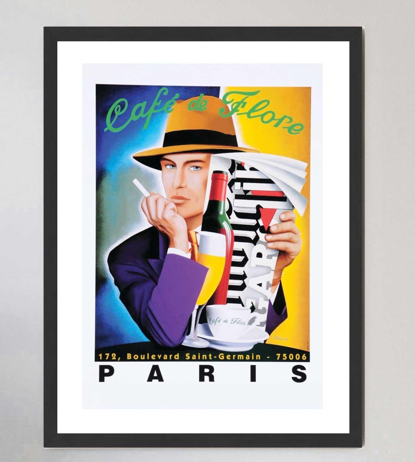 Late 20th Century 1993 Cafe De Flore - Razzia Original Vintage Poster For Sale