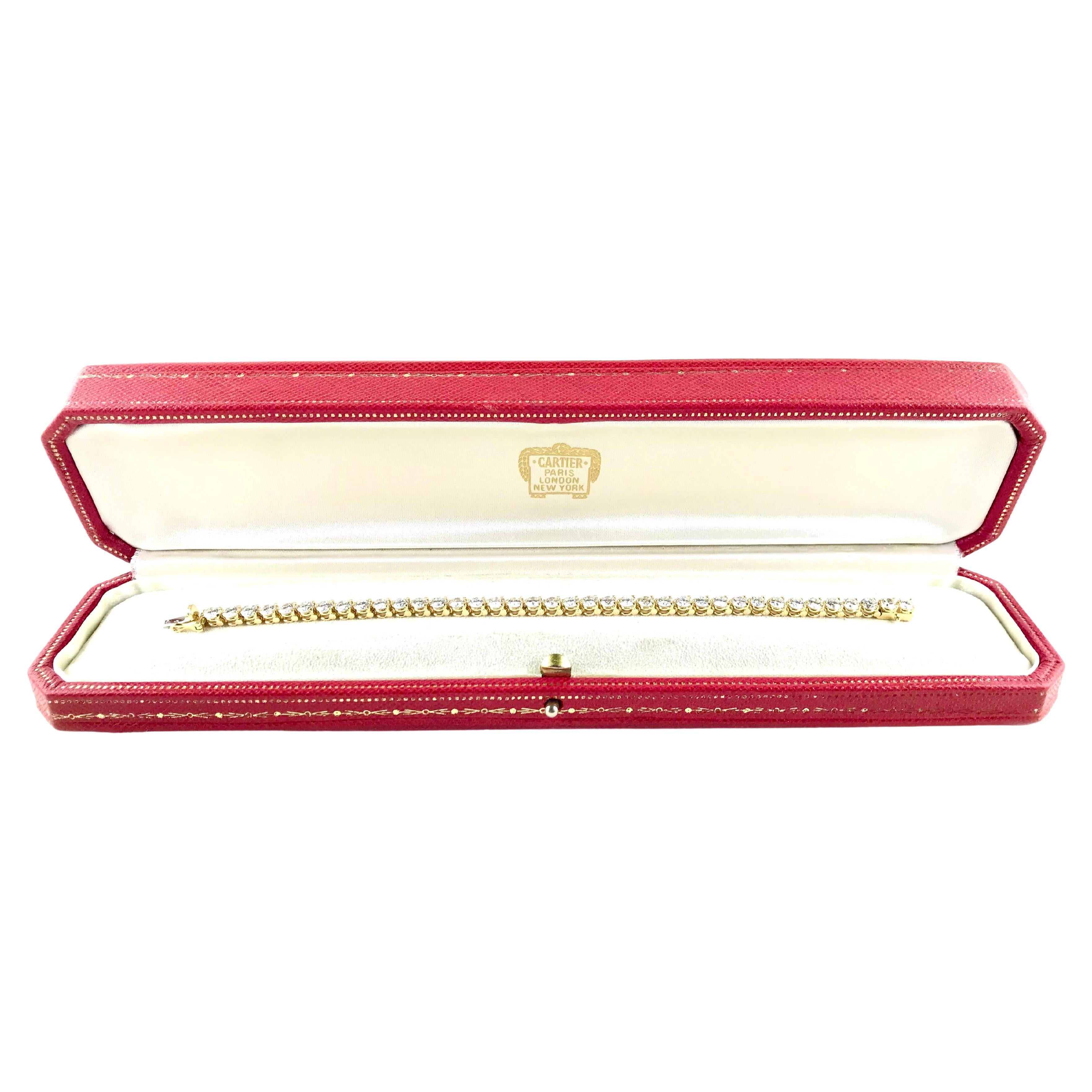 1993 Cartier Tennisarmband aus Gelbgold und Diamanten im Angebot