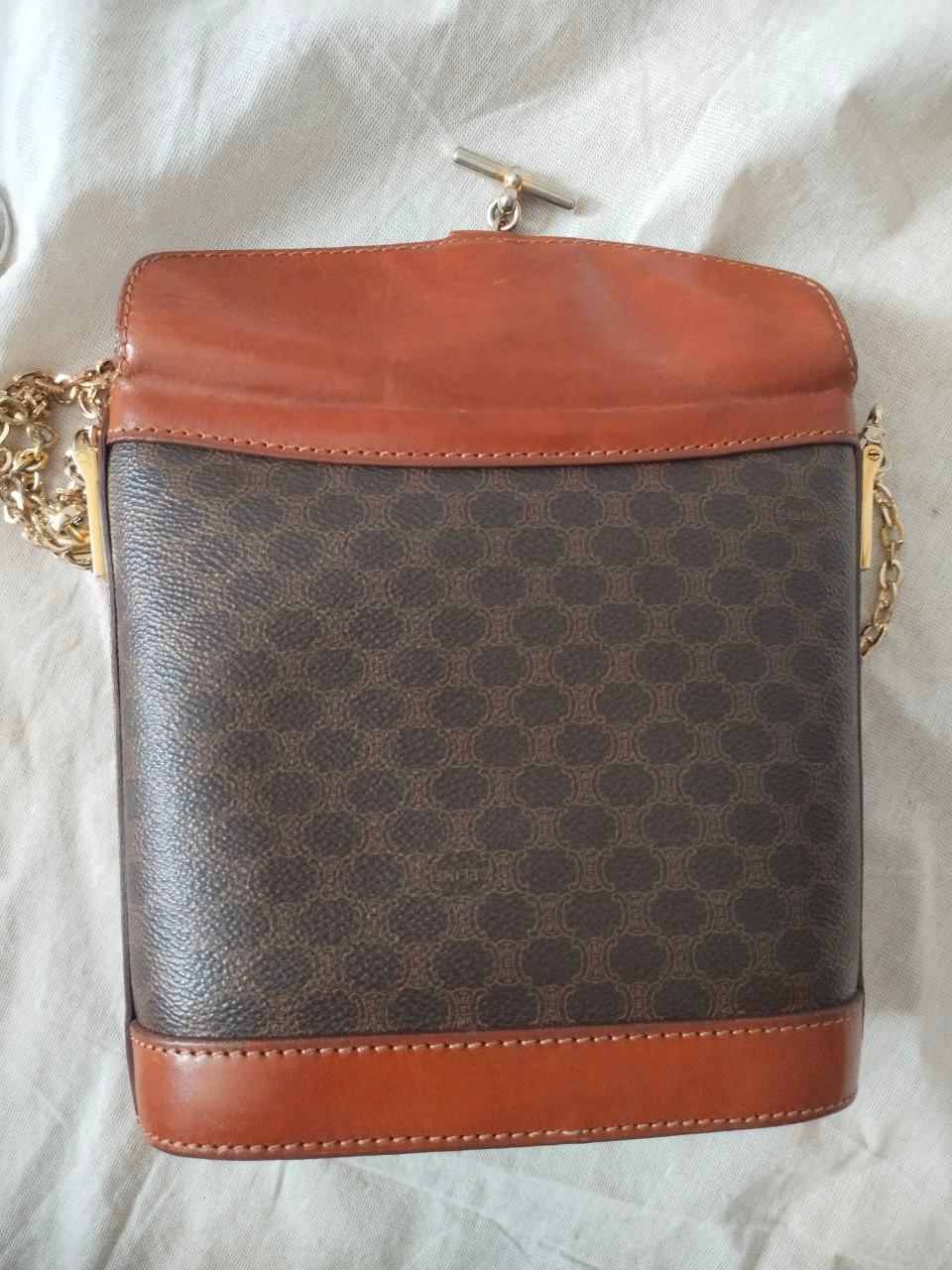 1993 CELINE Macadam Toggle clasp chain Brown Bucket bag Umhängetasche / Vintage im Angebot 12