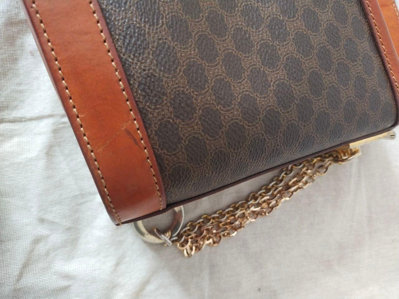 1993 CELINE Macadam Toggle clasp chain Brown Bucket bag Umhängetasche / Vintage im Angebot 15