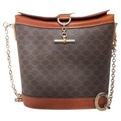 1993 CELINE Macadam Toggle clasp chain Brown Bucket bag Shoulderbag / Vintage