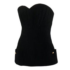 1993 Chanel schwarzes Bouclé-Bustier