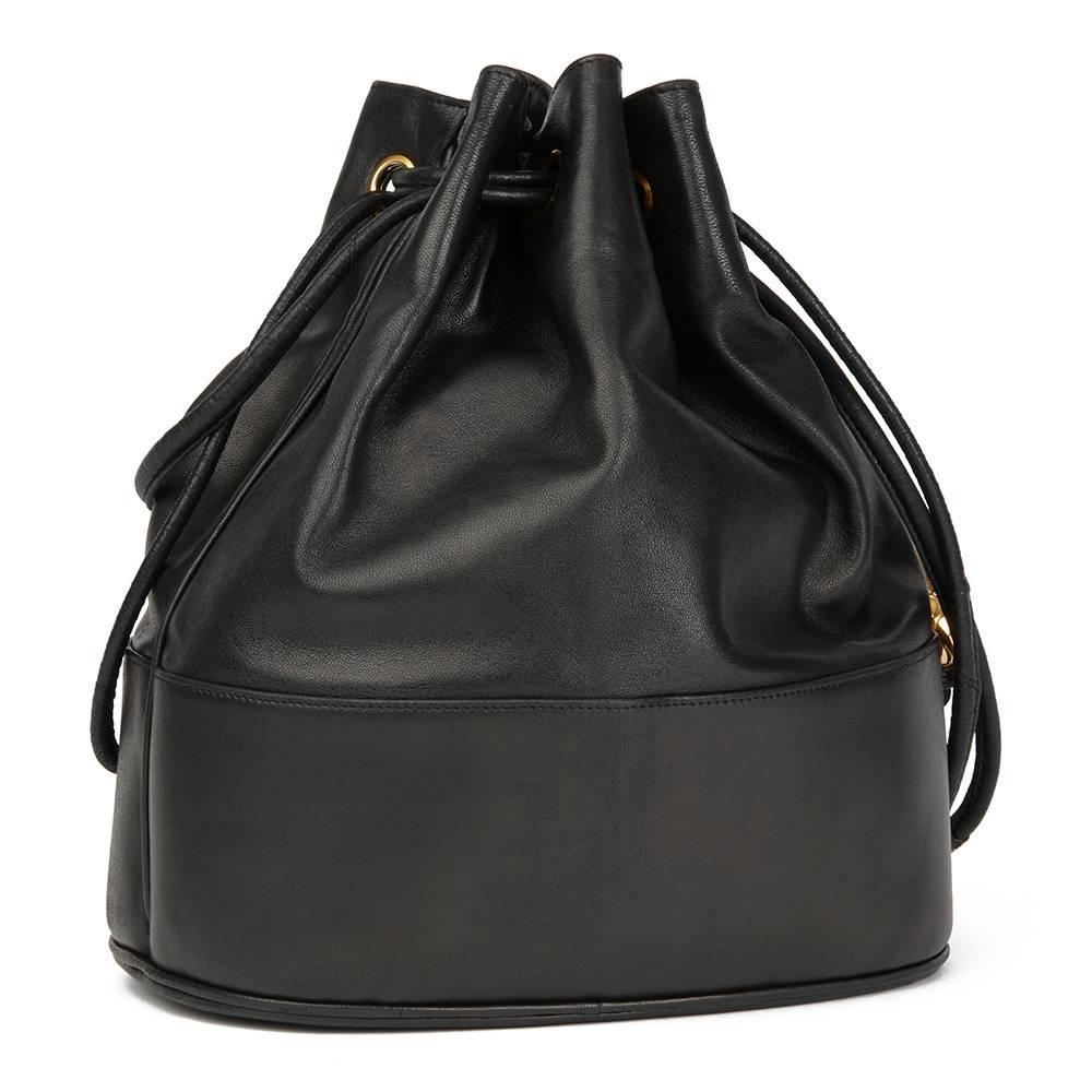 1993 Chanel Black Lambskin Vintage Timeless Bucket Bag In Excellent Condition In Bishop's Stortford, Hertfordshire