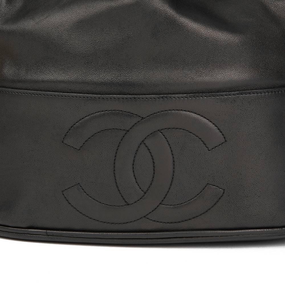 Women's 1993 Chanel Black Lambskin Vintage Timeless Bucket Bag
