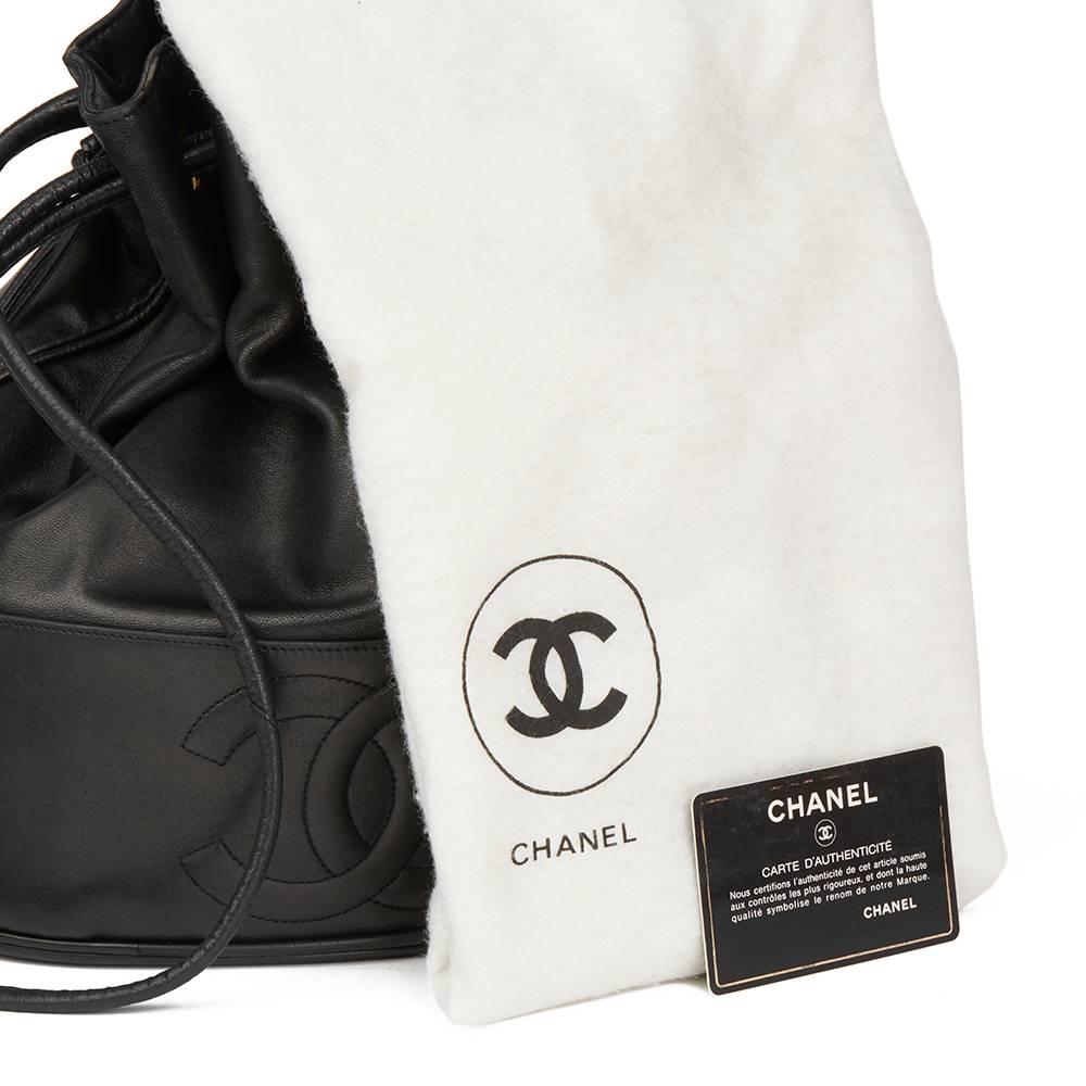 1993 Chanel Black Lambskin Vintage Timeless Bucket Bag 4