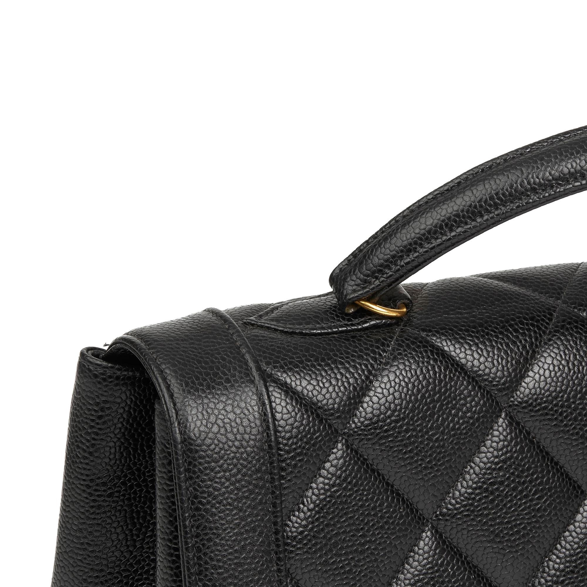1993 Chanel Black Quilted Caviar Leather Vintage Classic Kelly 3