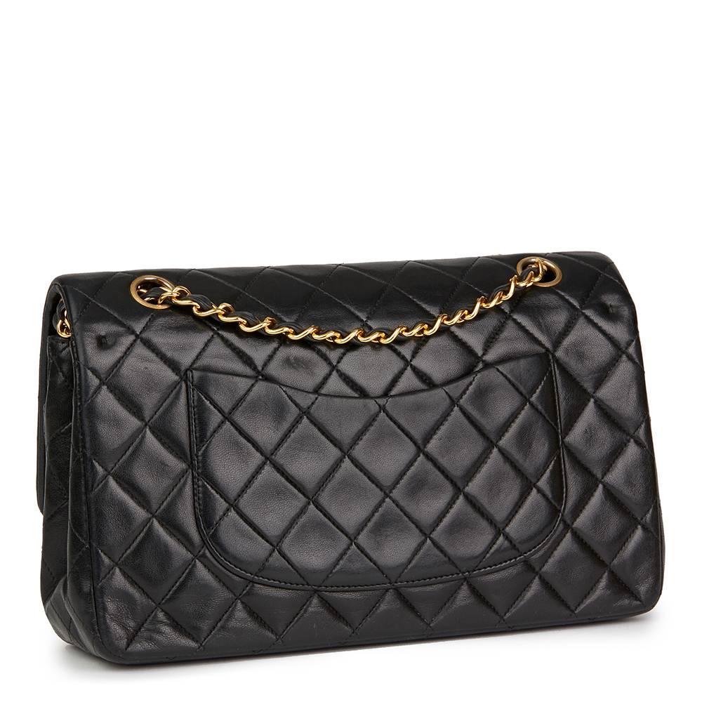 1993 Chanel Black Quilted Lambskin Vintage Medium Classic Double Flap Bag  In Excellent Condition In Bishop's Stortford, Hertfordshire