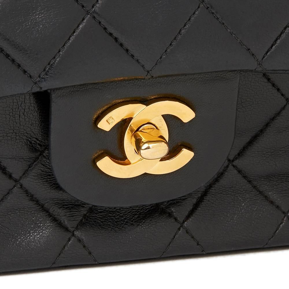 1993 Chanel Black Quilted Lambskin Vintage Medium Classic Double Flap Bag  1