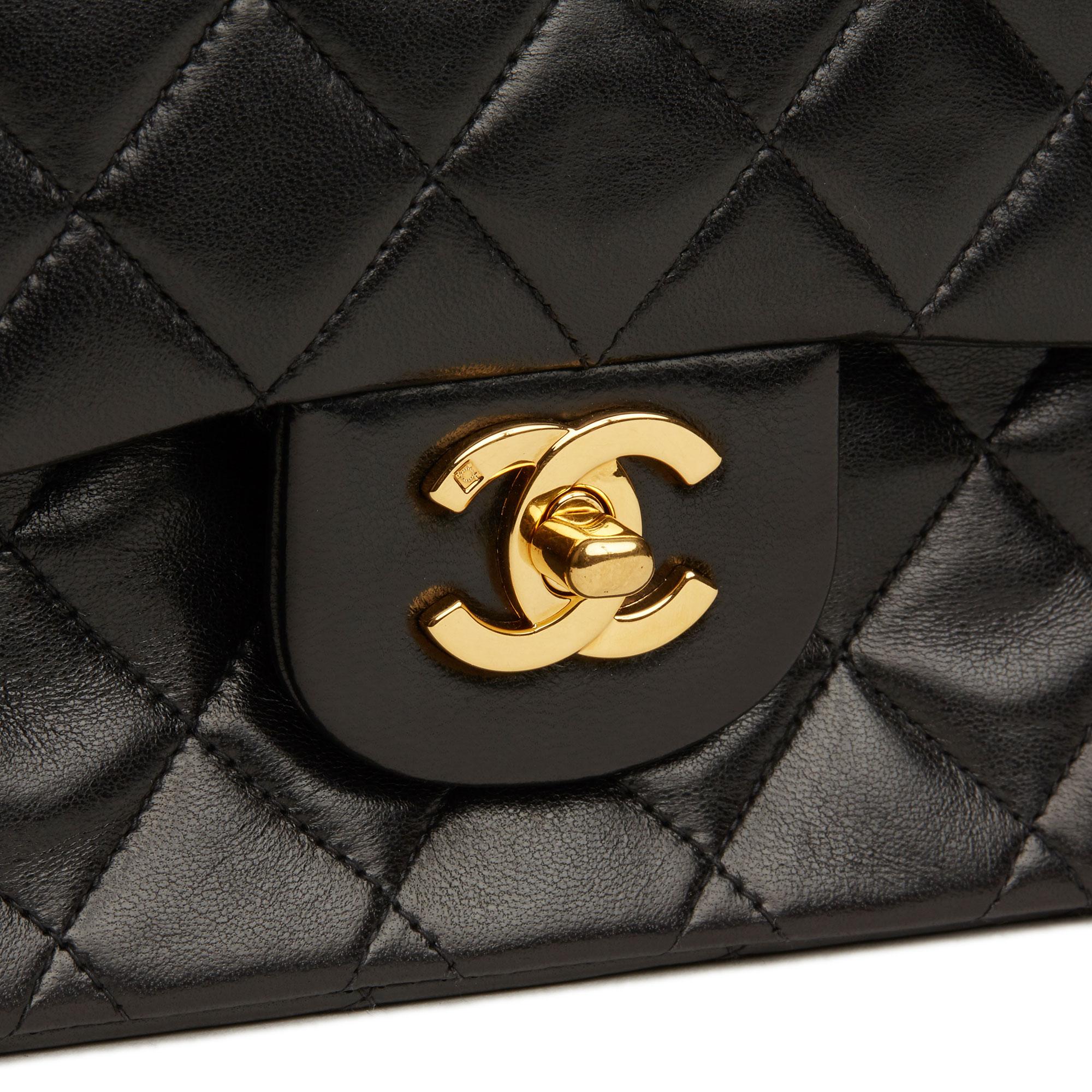 1993 Chanel Black Quilted Lambskin Vintage Medium Classic Double Flap Bag 1